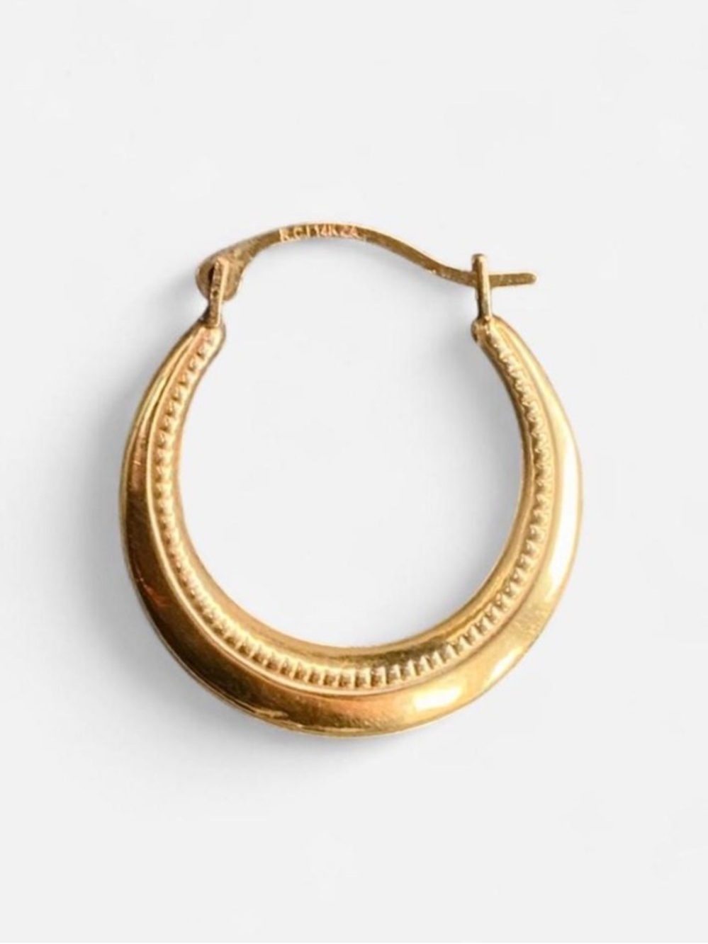 Gold Hoop Earring with Textured Detail - Women Jewelry
